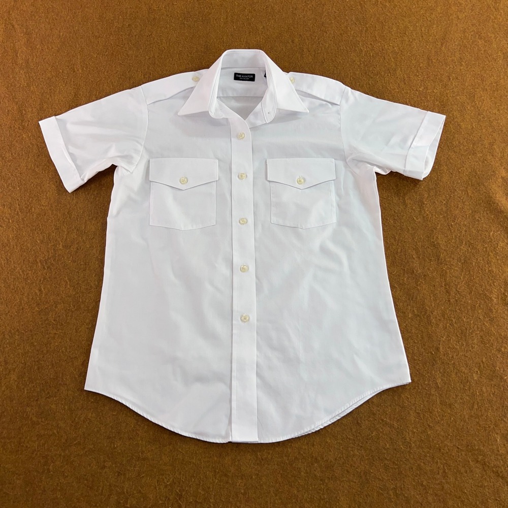 Van Heusen Womens 4 White The Aviator Short Sleeve Pilot Shirt New